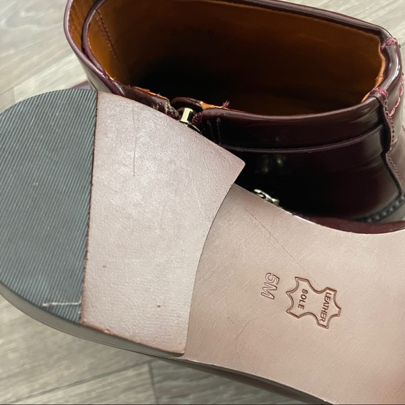 NEW Tory Burch Wine HYDE Leather Booties Sz 5 - Picture 2 of 9